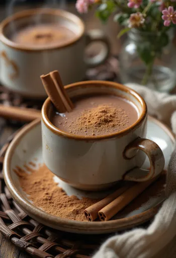 Cinnamon chocolate served