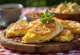 Sliced quesadilla filled with eggs and cheese, fried until crisp