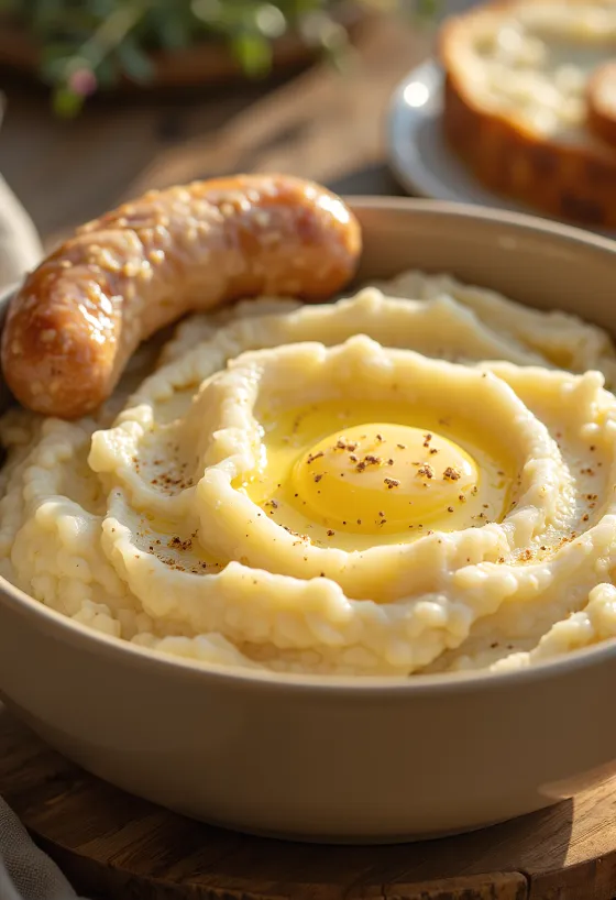 Creamy mashed potato mixed with butter and cream