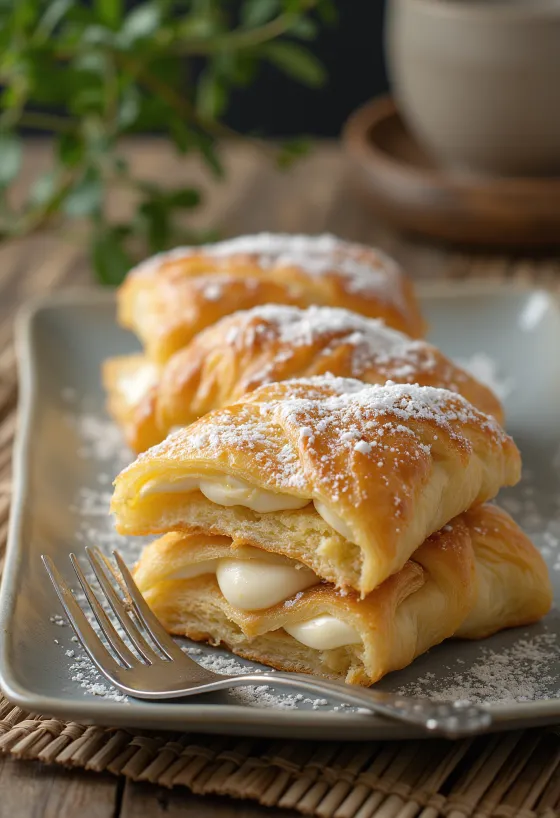 Italian millefoglie cake with crispy puff pastry and vanilla cream