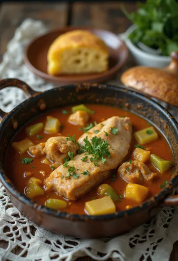 Alligator tail stew served with fresh bread.