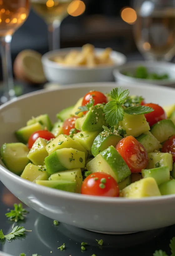 Avocado lime salad with fresh vegetables