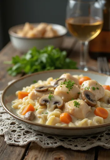 Chicken Fricassee served with creamy sauce