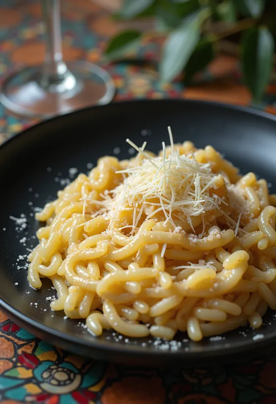 Italian risotto with creamy texture, garnished with cheese and herbs