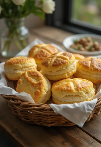 Soft cottage cheese scones baked to a golden brown, with a crispy cheese topping