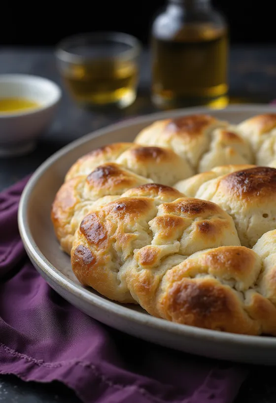 Potato starch focaccia served