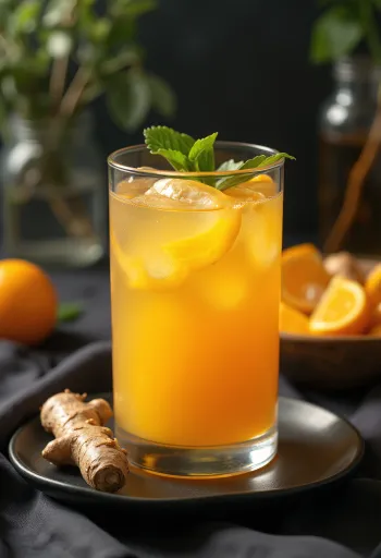 Orange juice with ginger served fresh