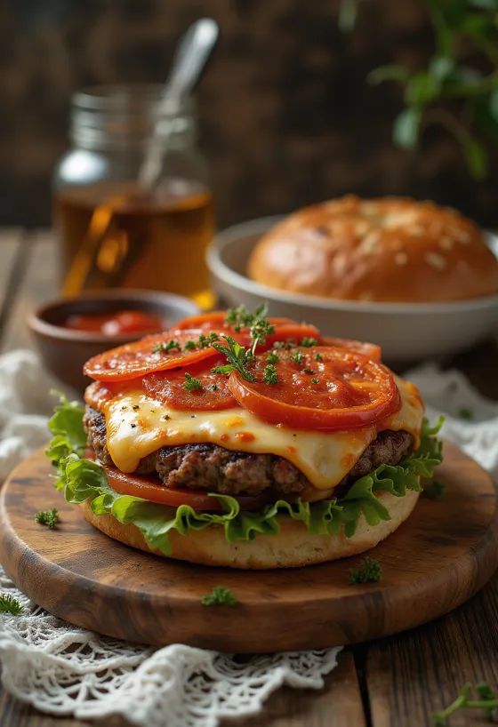 Pizza Burger served