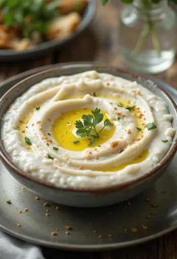 Yoghurt tahini sauce served