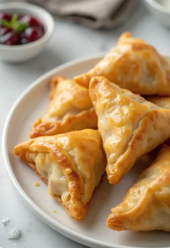 Duck samosas served