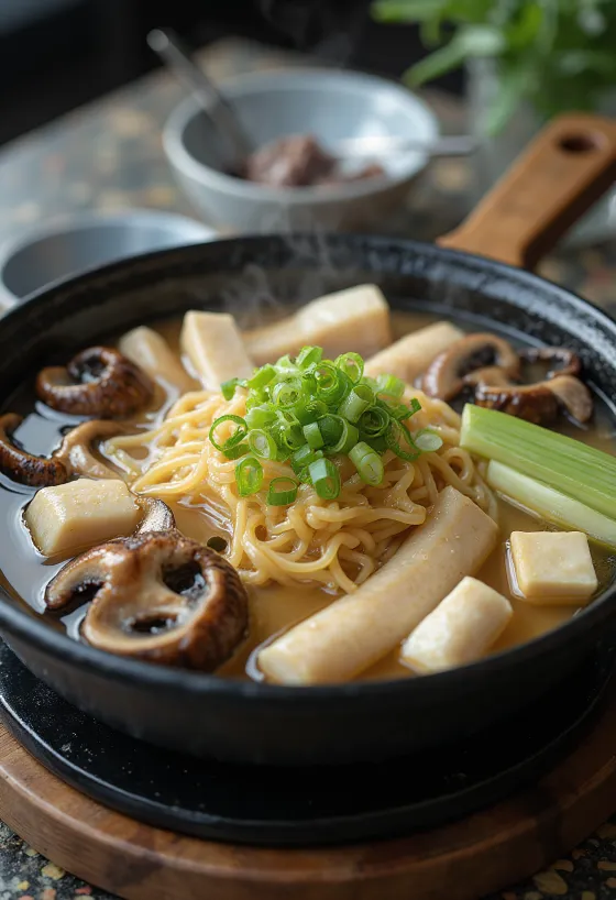 Kiritanpo Nabe with Shirataki noodles, a rich Japanese soup with vegetables and noodles