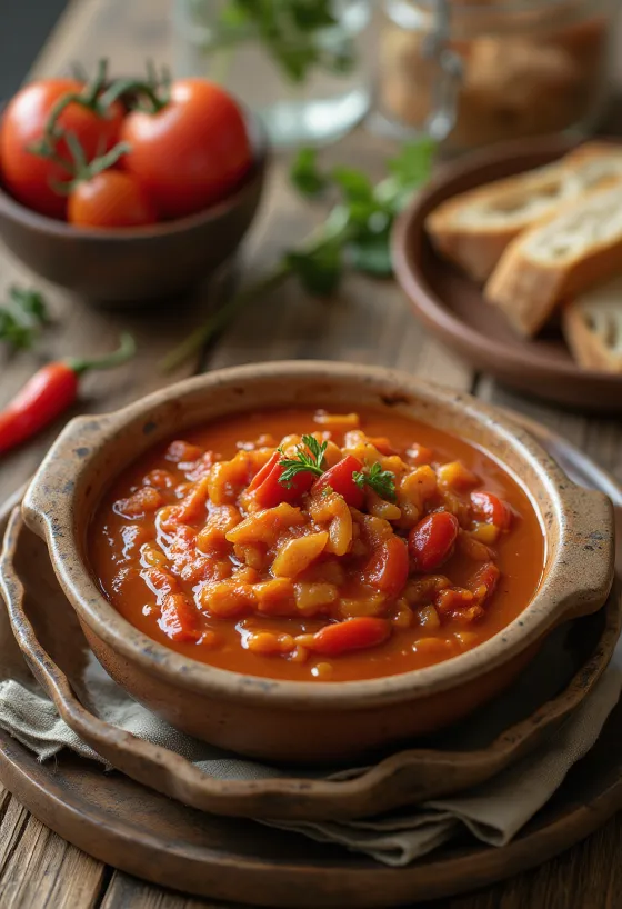 Tomato ginger chilli sauce served