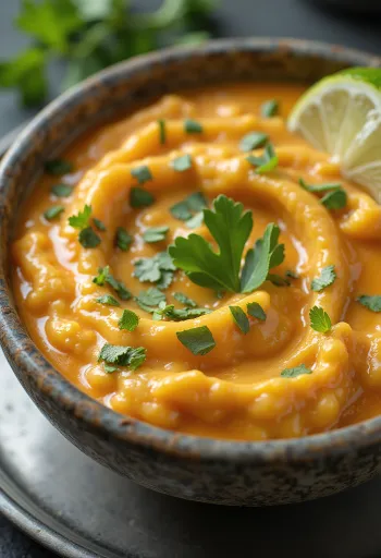 Thai coconut curry sauce served