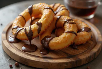 Fried cakwe dough sticks served with chocolate sauce