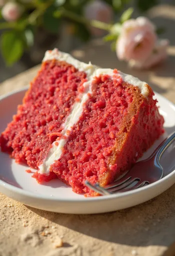 Red velvet cake with creamy layers