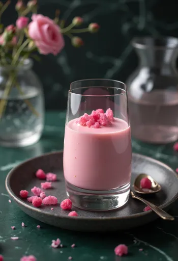 Rose syrup parfait served