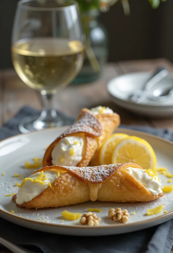 Walnut-vanilla cannoli served
