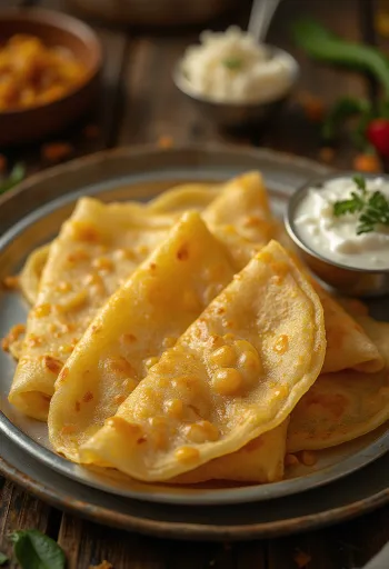 Ghee dosa freshly fried crisp, served with spicy filling