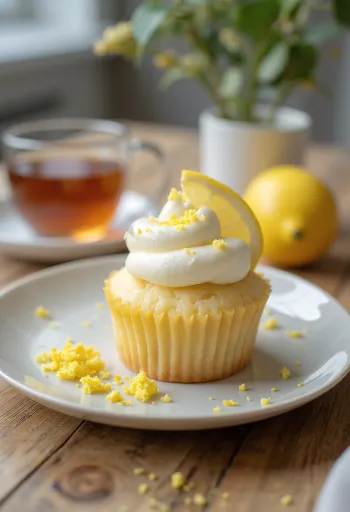 Gluten-free lemon cupcakes served