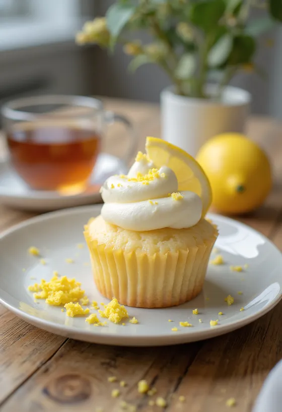Gluten-free lemon cupcakes served