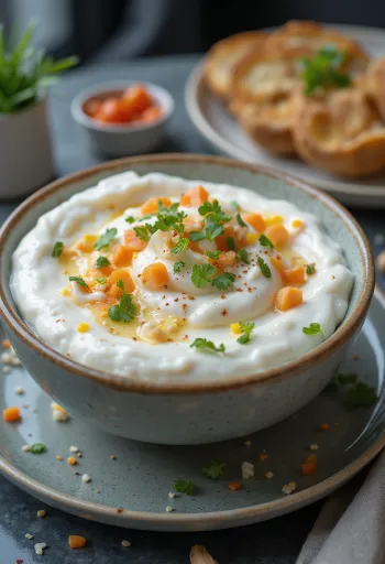 Dill yoghurt sauce with cucumber served