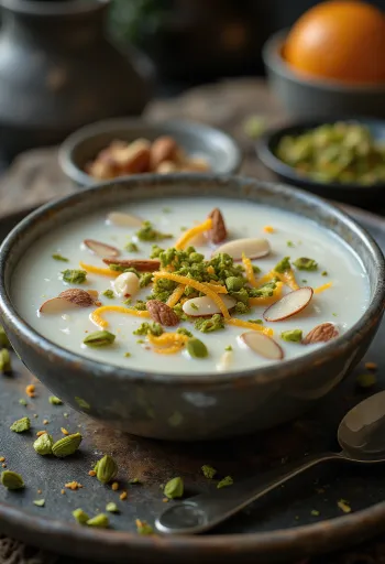 Classic Malai, creamy Indian dessert with fresh rose water and garnish
