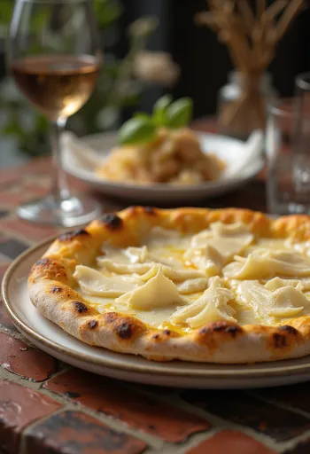 Pizza al Tartufo Bianco with white truffle and cheeses