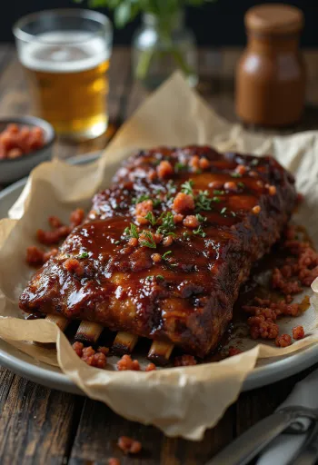 BBQ pork ribs served with fresh side