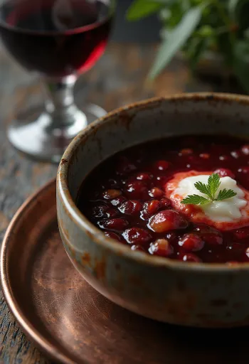Red wine & coconut sauce with garlic served