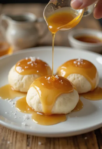 Caramel bao bun served
