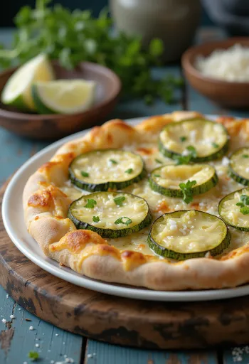 Pizza al Zucchini with courgettes and cheeses