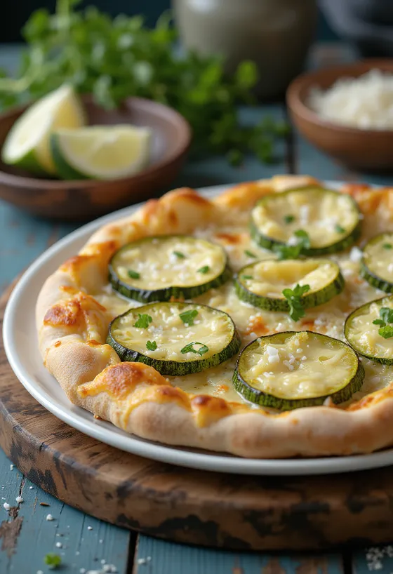 Pizza al Zucchini with courgettes and cheeses