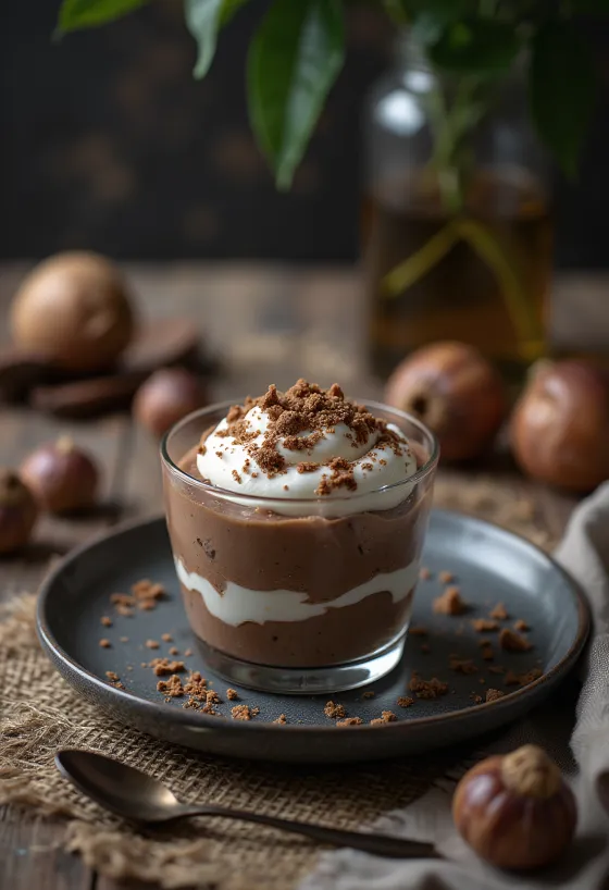 Chestnut chocolate served