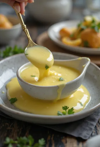 Dill butter sauce with lemon served