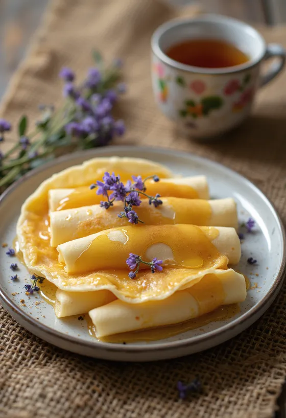 Lavender and Honey Crêpes served