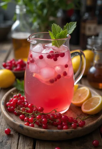 Redcurrant lemonade served in a glass