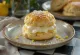 Curd cheese filled scones with golden brown, crispy tops