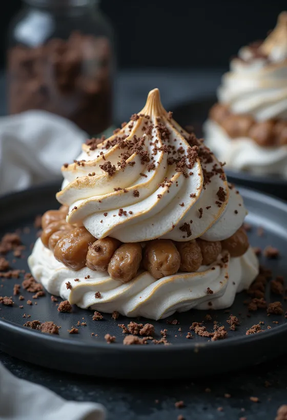 Chestnut meringue kisses served