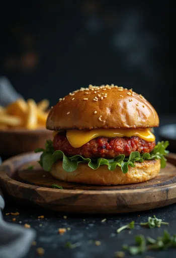 Merguez burger with cheese and vegetables