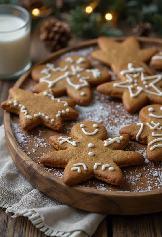 Decorated gingerbread figures served on a plate
