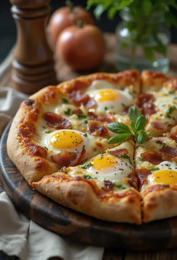 Pizza Rustica Abruzzese with bacon, egg and pecorino cheese