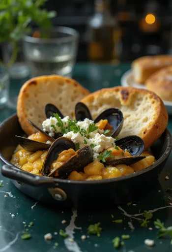 Mydia saganaki mussels with feta