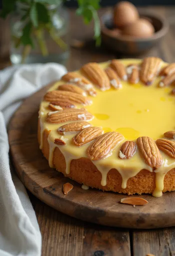 Swedish almond cake with almond layers and vanilla cream