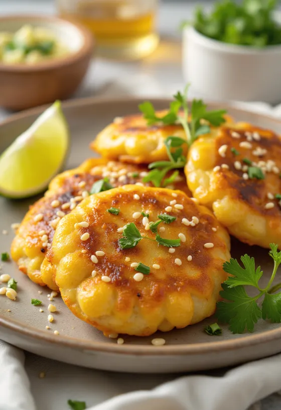Sesame tamalito, freshly fried, crispy corn dish