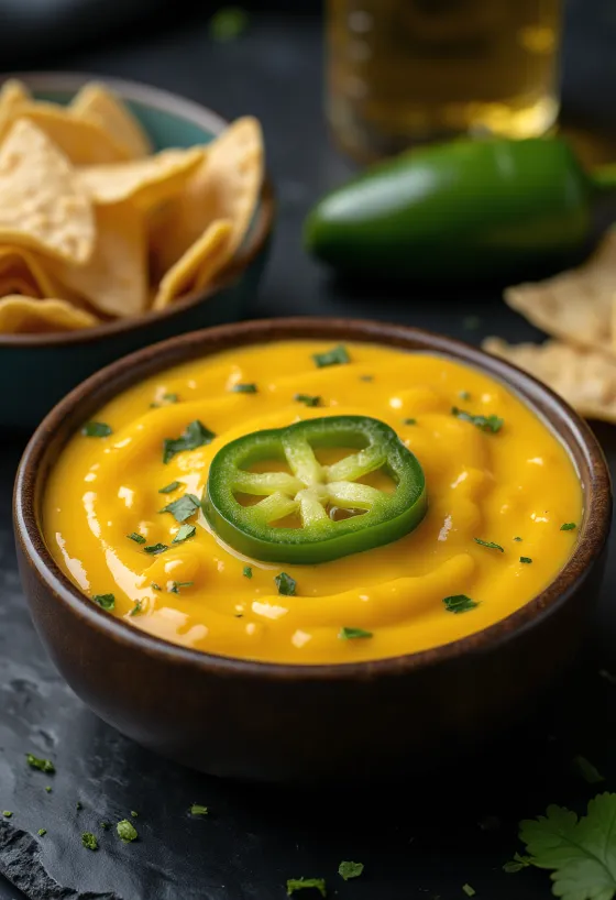 Jalapeño cheddar sauce served