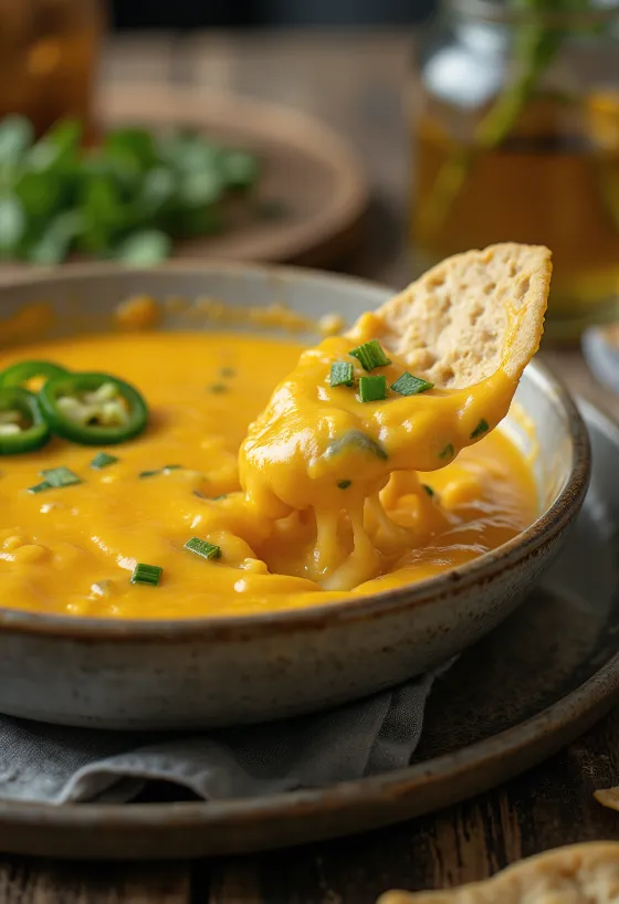 Jalapeño cheese sauce served