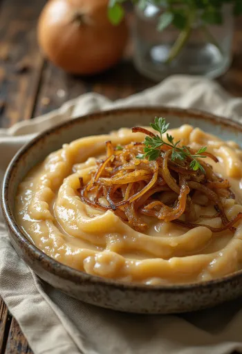 Caramelised onion sauce served with fresh bread
