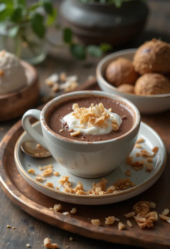 Coconut hot drink freshly served