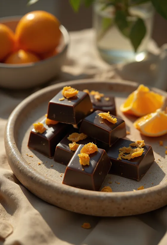 Orange chocolate served on a plate