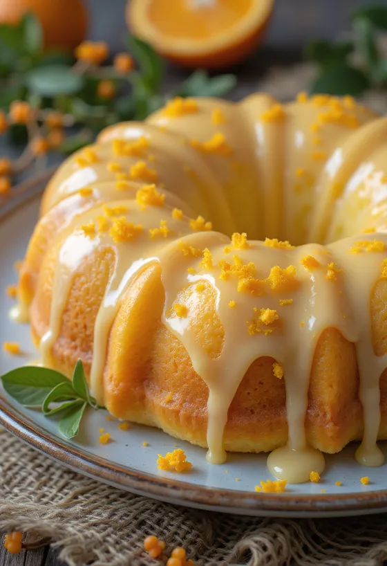 Orange and vanilla Bundt cake served